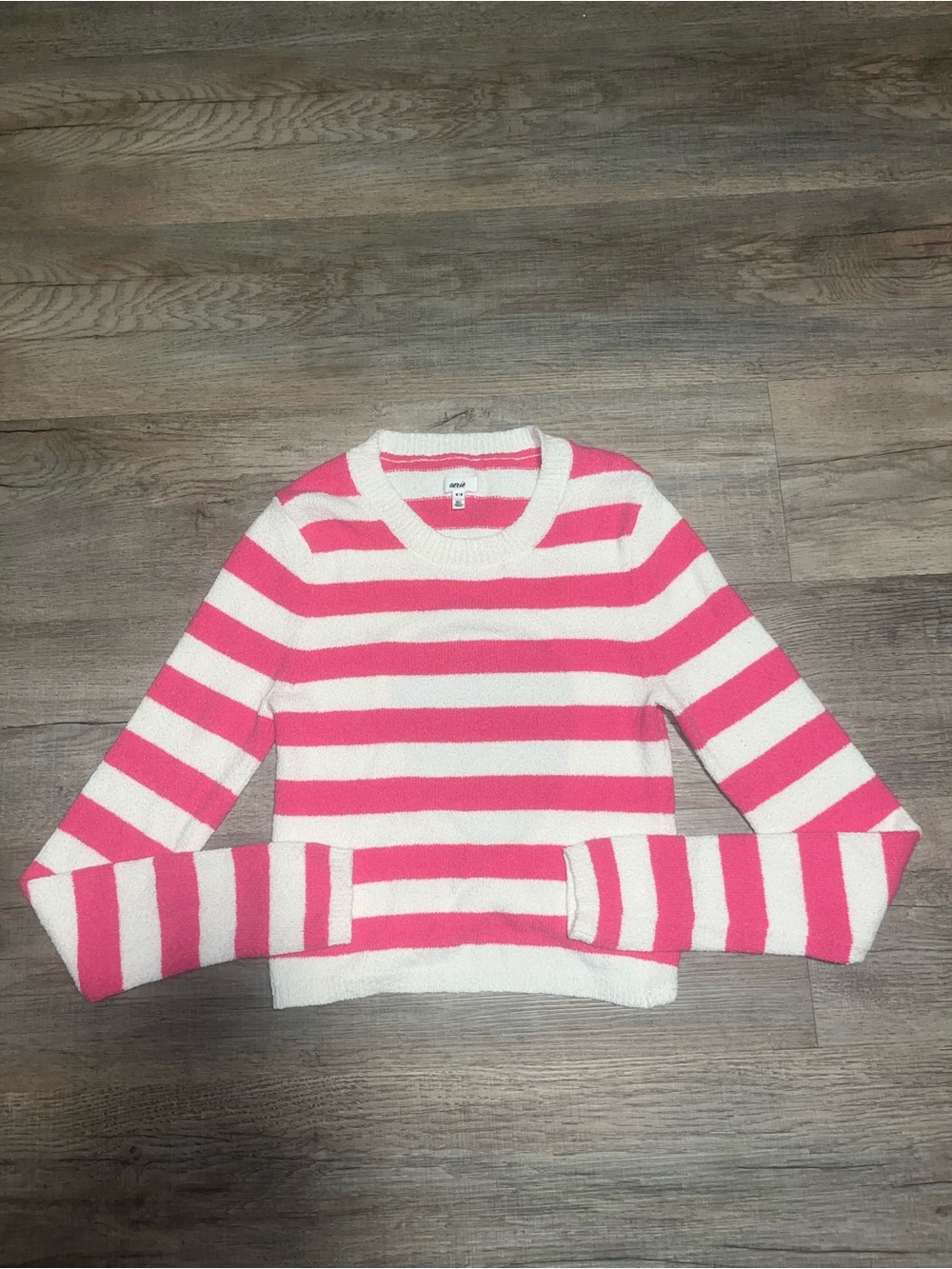 Aerie Pink & White Striped Open Back Sweater Size Medium